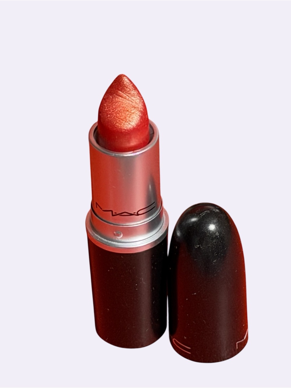 MAC CB 96 Frost Finish Shimmering Red & Gold Lipstick - Picture 5 of 12